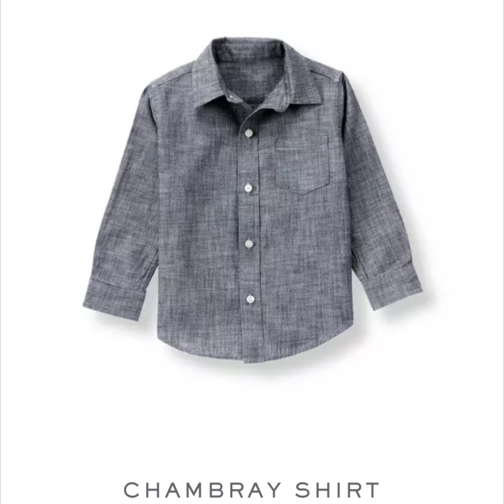 Janie and Jack Little Boy Chambray Long Sleeve Button Down EUC sz. 6